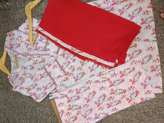 Blossom Breeze- 3 Piece printed Lawn Suit with Chiffon Dupatta