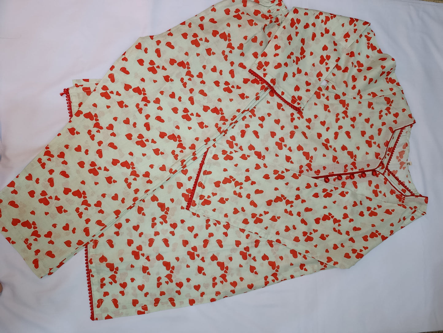 Cherry Heart Bliss 2-Piece Cotton Set