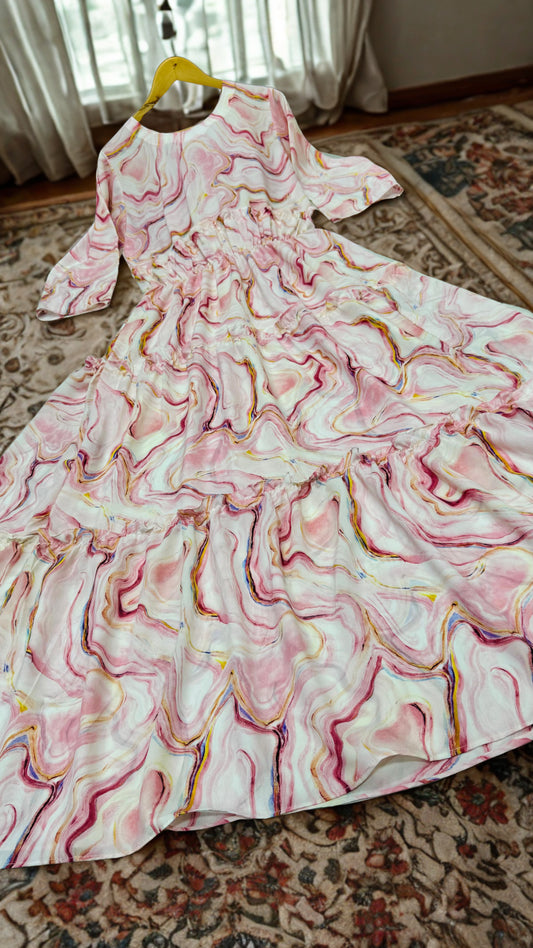 Pink Marvel Flare Maxi Dress