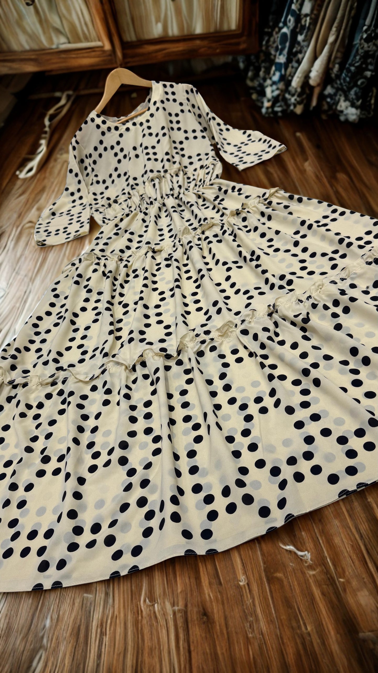 Classic Polka Dot Flare Maxi Dress