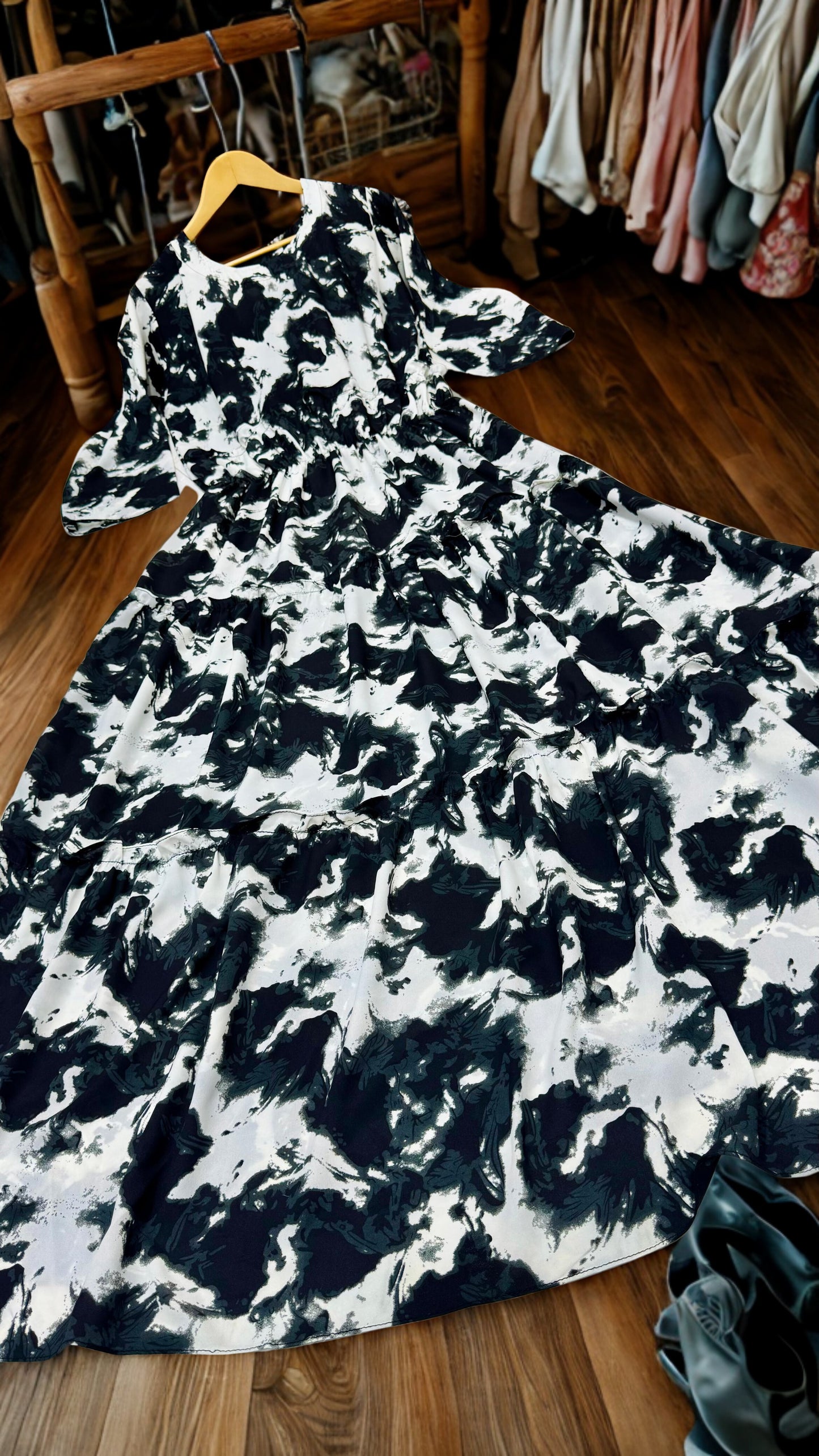 Monochrome Storm Maxi Dress
