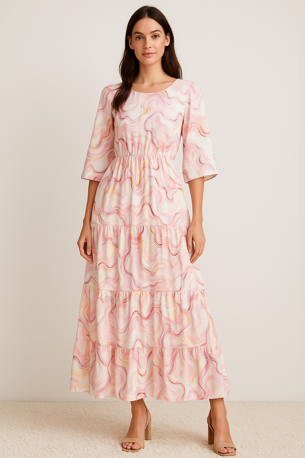 Pink Marvel Flare Maxi Dress