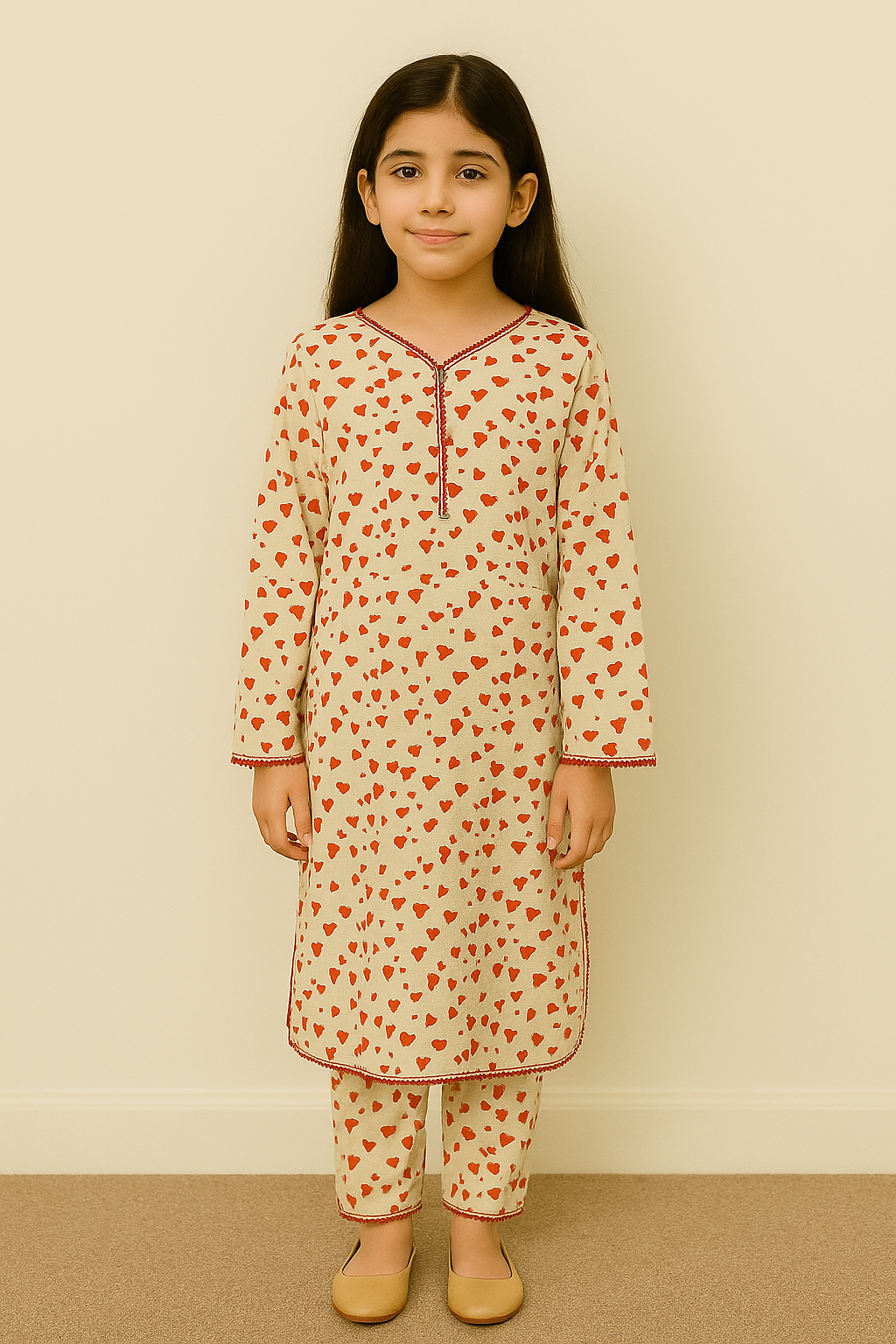 Cherry Heart Bliss 2-Piece Cotton Set