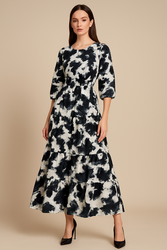 Monochrome Storm Maxi Dress