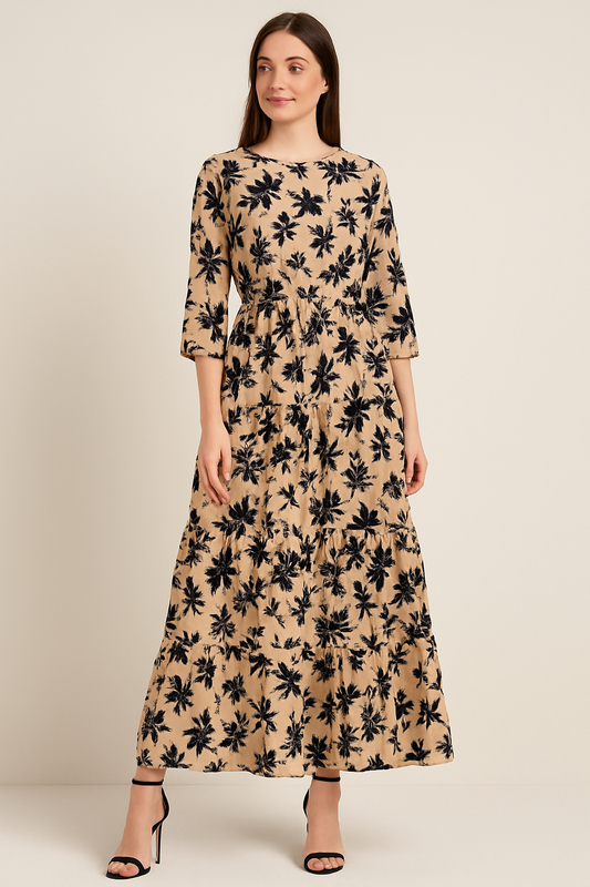 Mid Night Marble Flare Maxi Dress