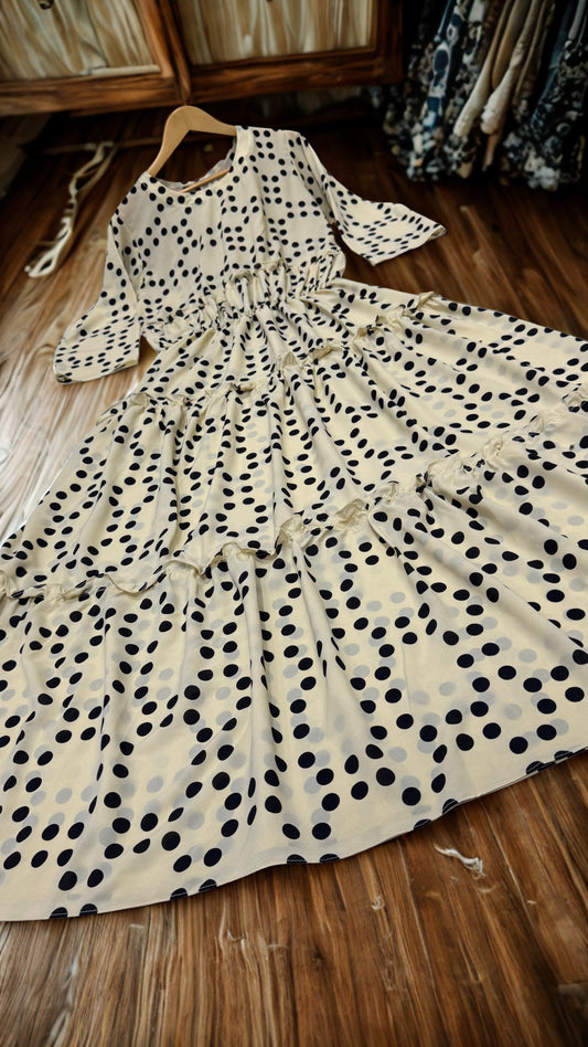 Classic Polka Dot Flare Maxi Dress