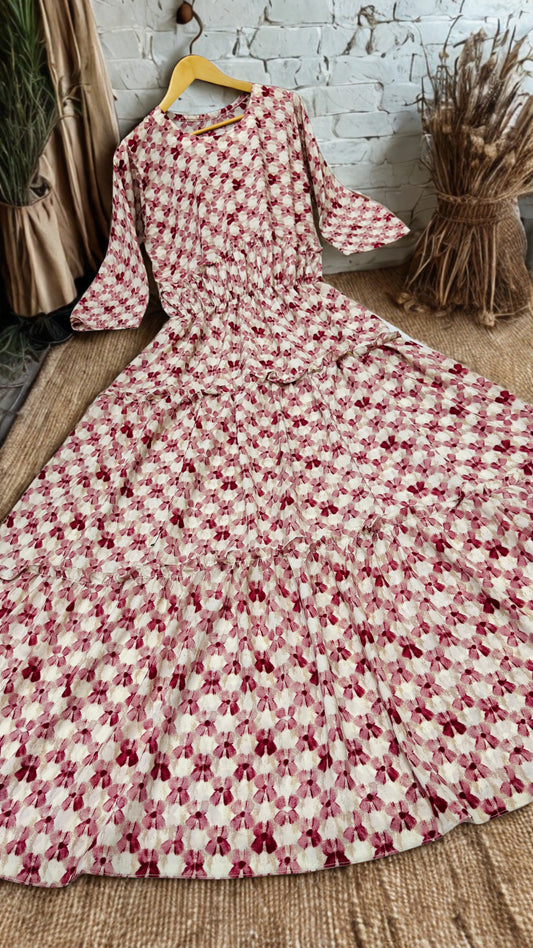 Blush Bloom 5 layered Georget Maxi