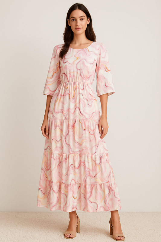 Pink Marvel Flare Maxi Dress